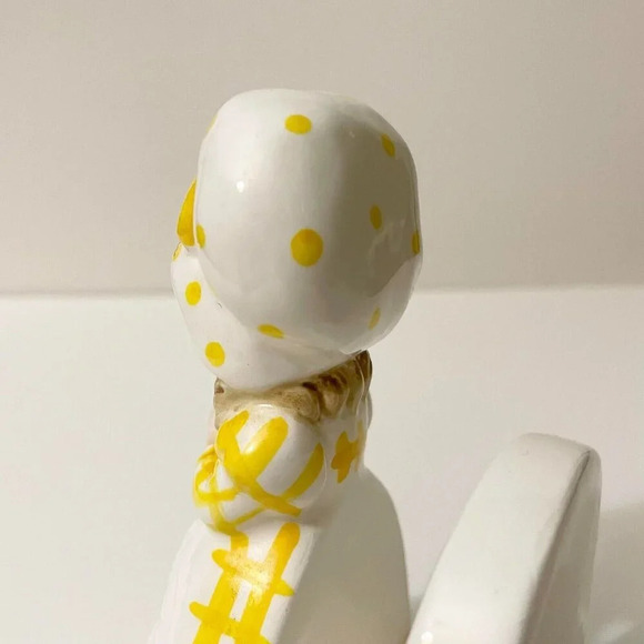 Vintage  Ceramic Napkin Holder Girl Lady Yellow Dress Praying Japan - Picture 14 of 16